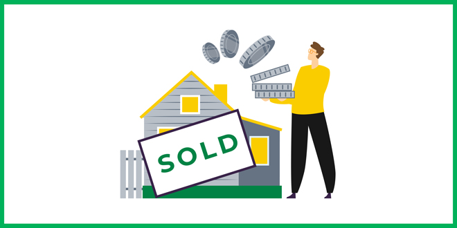illustration of a house with a sold sign
