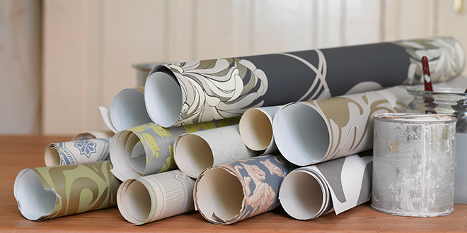 wallpaper rolls on a table